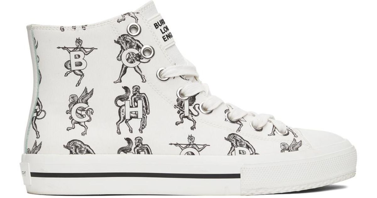 Burberry White Mythical Alphabet Larkhall Sneakers in Black for Men | Lyst  Canada