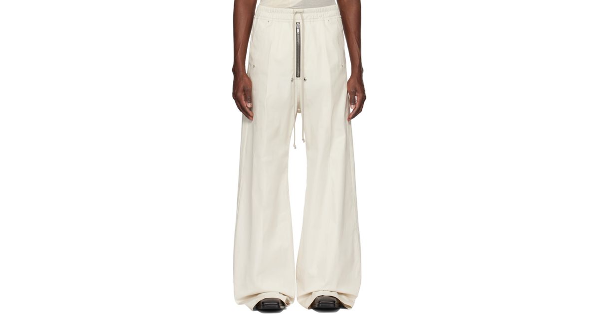 Rick Owens Off- Hollywood Wide Bela Trousers in Natural for Men | Lyst