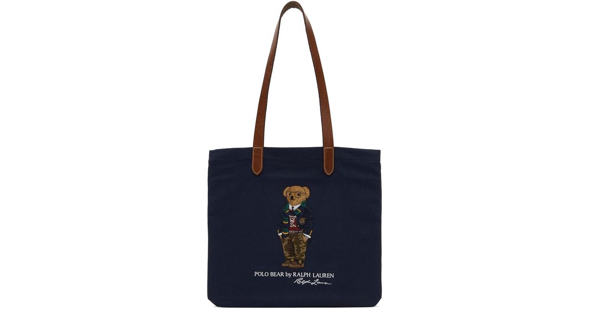Polo Ralph Lauren Navy Polo Bear Tote in Blue for Men | Lyst