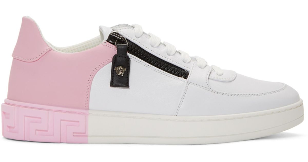 Versace Leather White And Pink Greek 