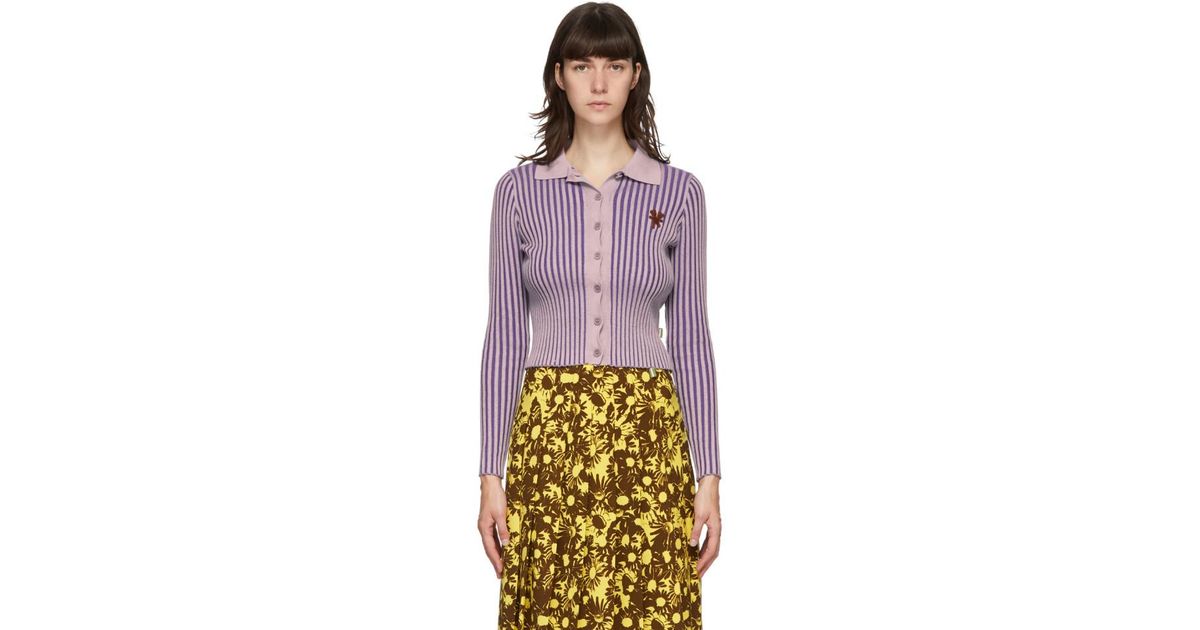 Marc Jacobs Women's Purple Heaven By Ribbed Tiny Teddy Cardigan
