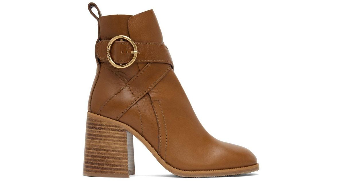 See By Chloé Leather Lyna Ankle Boots in Tan (Natural) | Lyst Australia