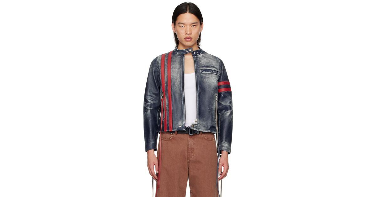 Eytys Damon Leather Jacket in Blue for Men | Lyst