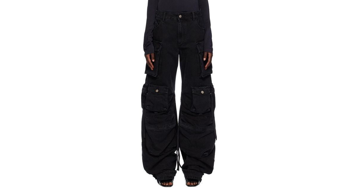 The Attico Black Fern Denim Cargo Pants Lyst