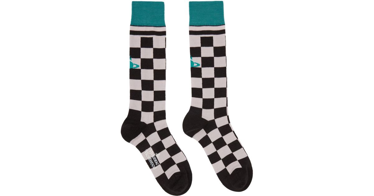 Vivienne Westwood Black Check Socks for men