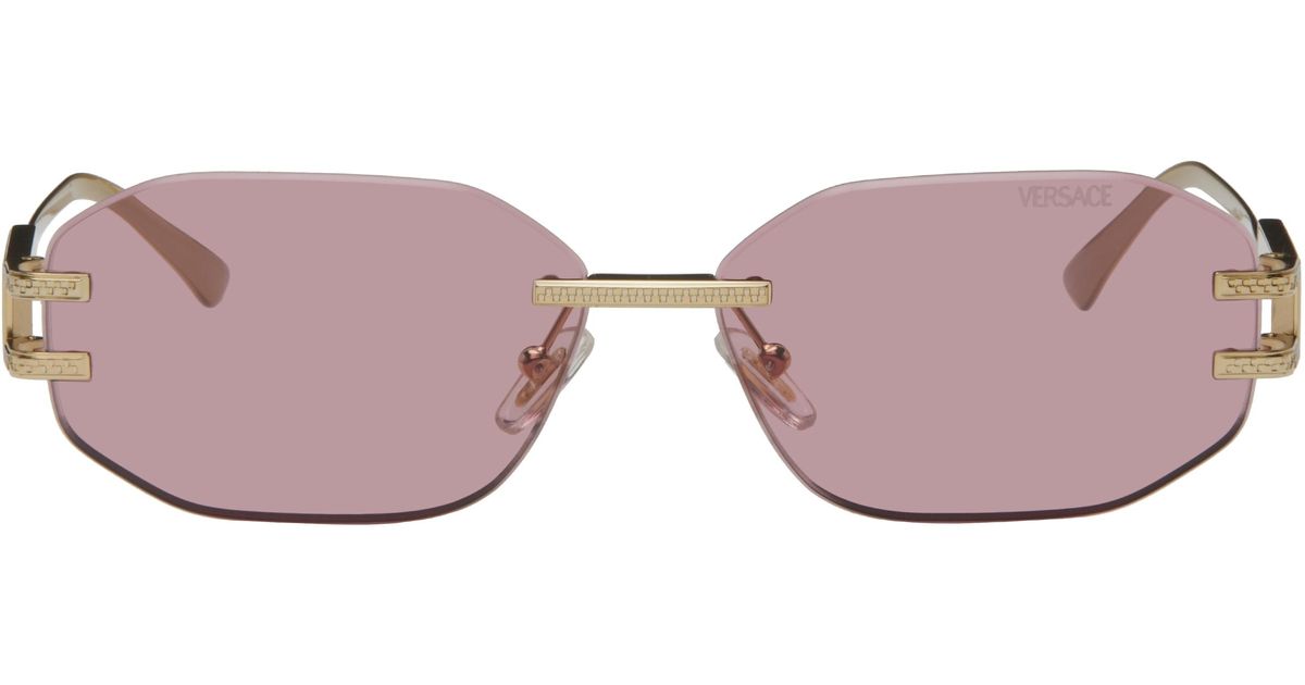 Versace Damier Plaque Sunglasses in Black | Lyst