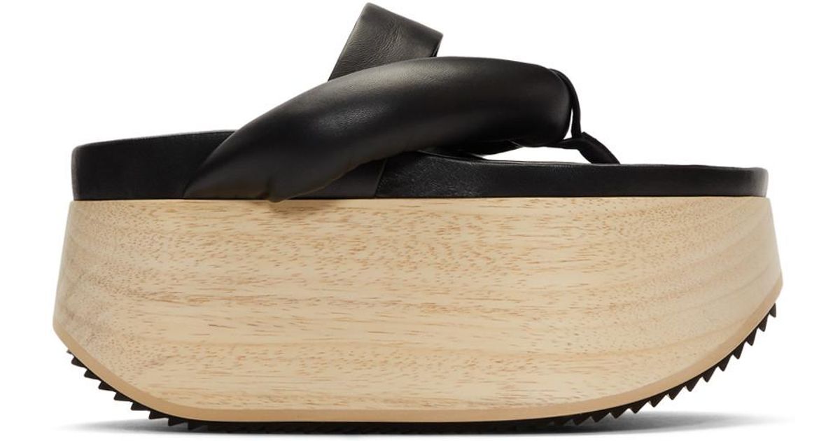 Jil Sander Leather Platform Sandals in Black | Lyst