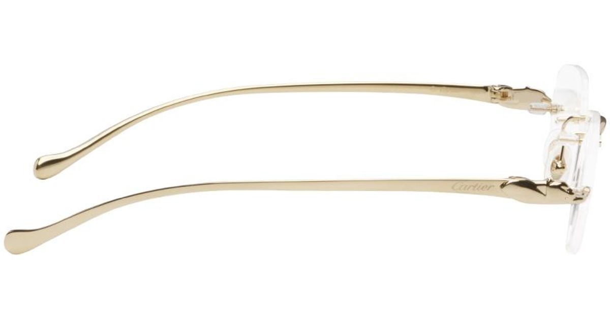 Cartier Gold 'panthère De ' Rimless Glasses in Black for Men | Lyst ...