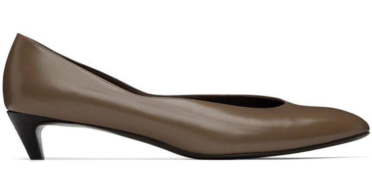 The Row Taupe Kitten Heel Pumps in Black | Lyst