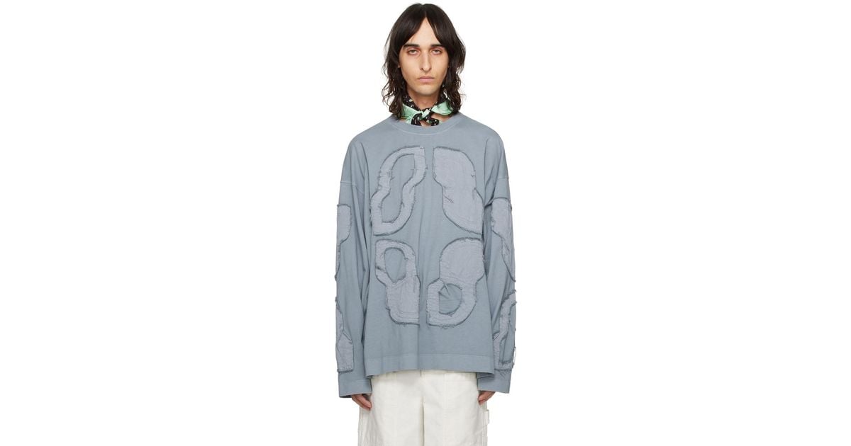 【関税込み】Dries Van Noten ブルー フレイド 長袖Tシャツ メンズ Dries Van Noten ブルー フレイド 長袖tシャツ ブルー | Lyst