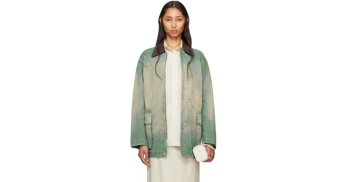 AURALEE Organic Cotton Duck Jacket in Green | Lyst