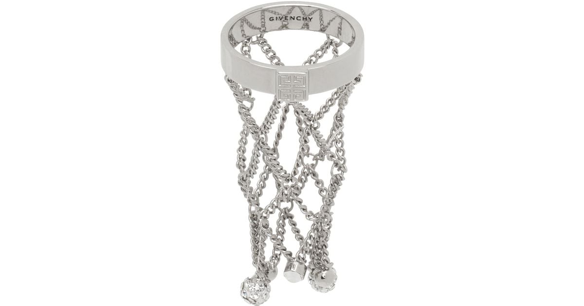 【Givenchy】 4G Swarovskiクリスタル-embellishedリング Givenchy Silver Pearling Crystal Ring in White | Lyst