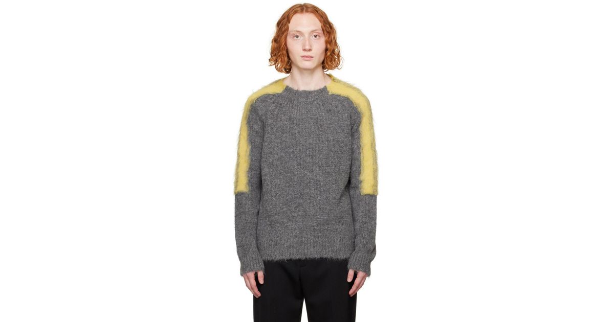 Jil Sander Gray Raglan Sweater for Men | Lyst