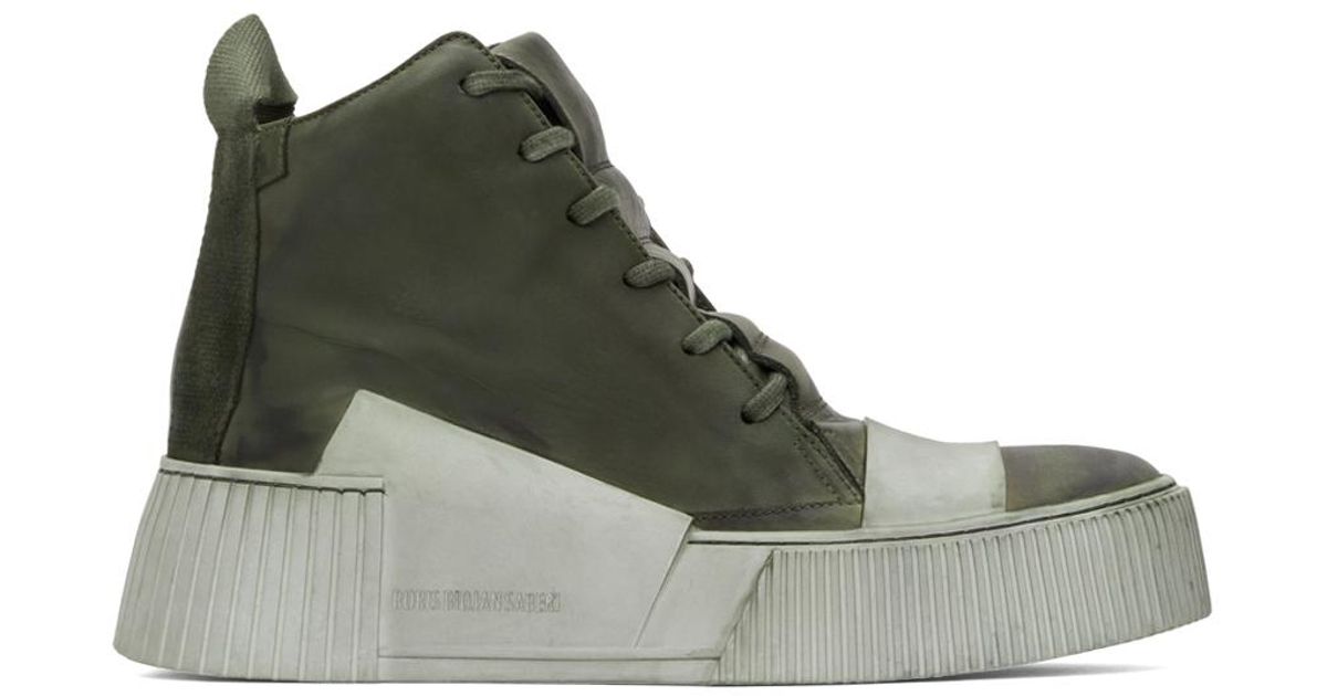 Boris Bidjan Saberi Leather Ssense Exclusive Khaki Bamba 1.1 Sneakers ...