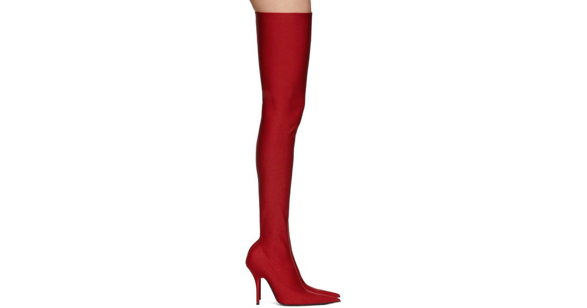 balenciaga red thigh high boots