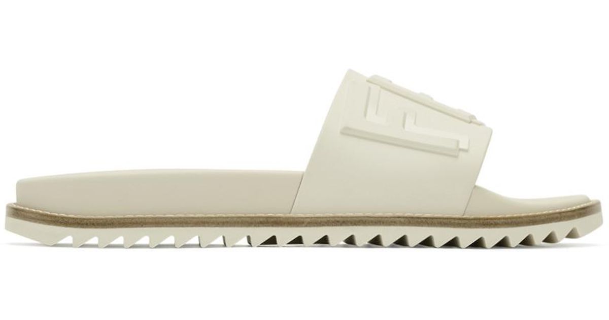 Fendi White Rubber Vocabulary Slides for Men Lyst