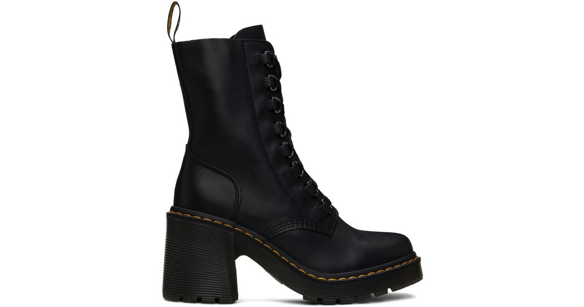 ★Dr. Martens★ ブラック レザー Chesney フレアヒール ブーツ DR MARTENS】ブラック レザー Chesney フレアヒール ブーツ
