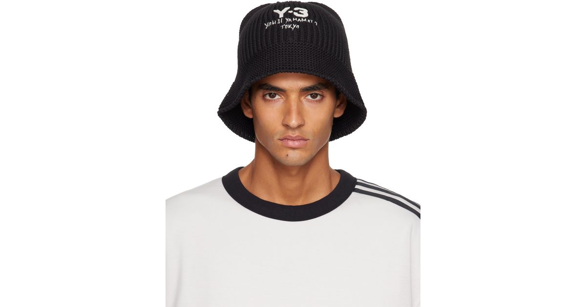 Y-3 Heritage Knit Bucket Hat in Black for Men | Lyst
