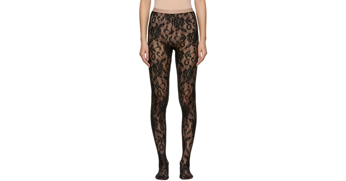 Gucci Black Lace Tights Lyst