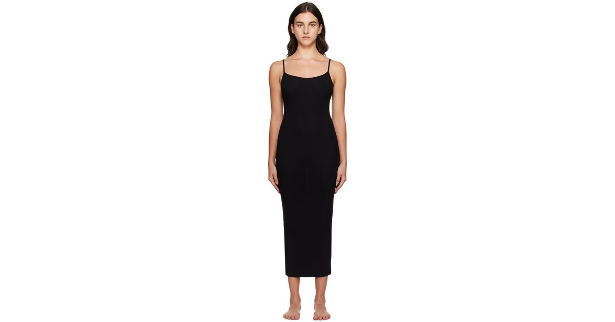 sachin and babi light blue dress Skims Black Soft Lounge Backless Maxi Dress