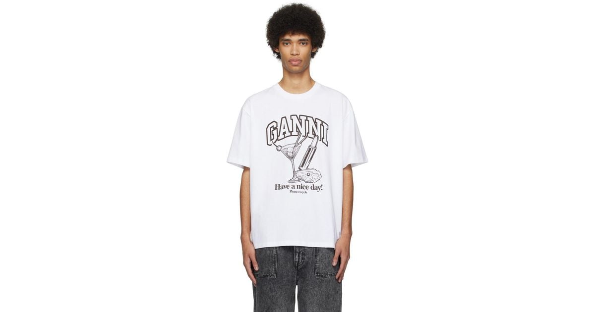 【関税&送料込】Ganni White Cotton T-Shirt Ganni White Cotton T-Shirt - White - Women | T3917151
