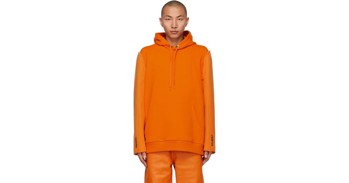 Burberry Wool Orange Reconstructed Hoodie for Men - Lyst