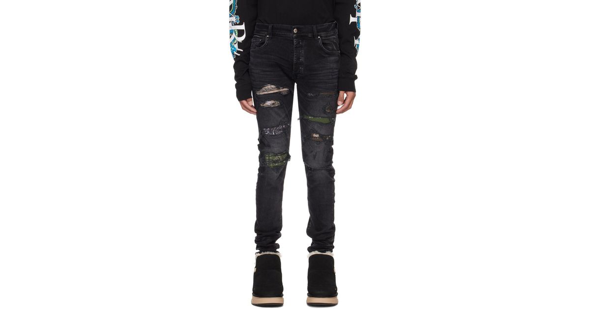 Amiri Black Bandana Thrasher Jeans for Men | Lyst