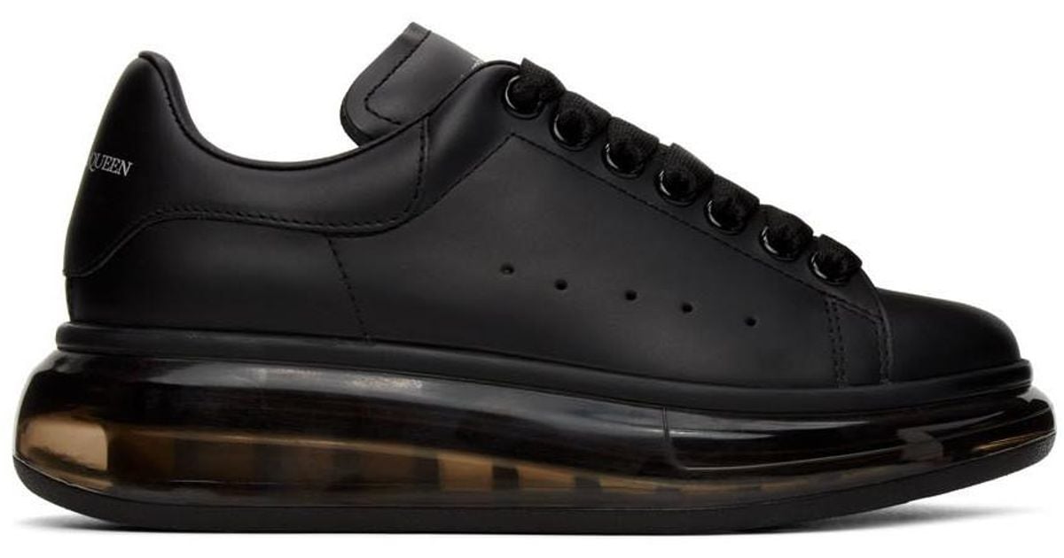 Alexander McQueen Leather Black Clear Sole Oversized Sneakers - Lyst