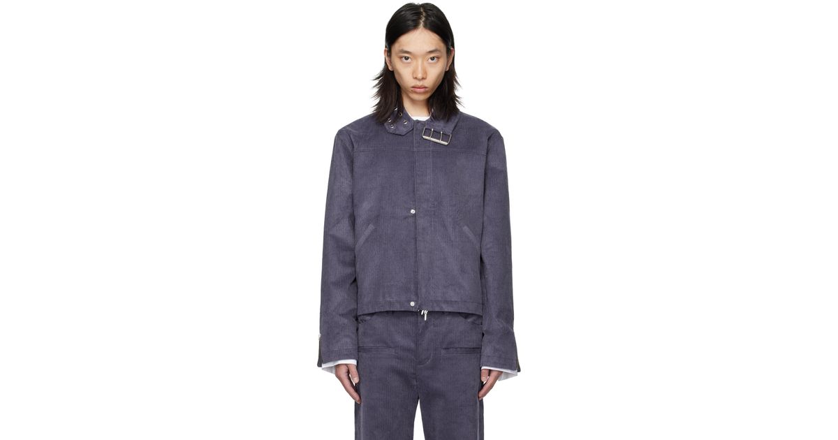 AV VATTEV Collar Belt Jacket in Blue for Men | Lyst