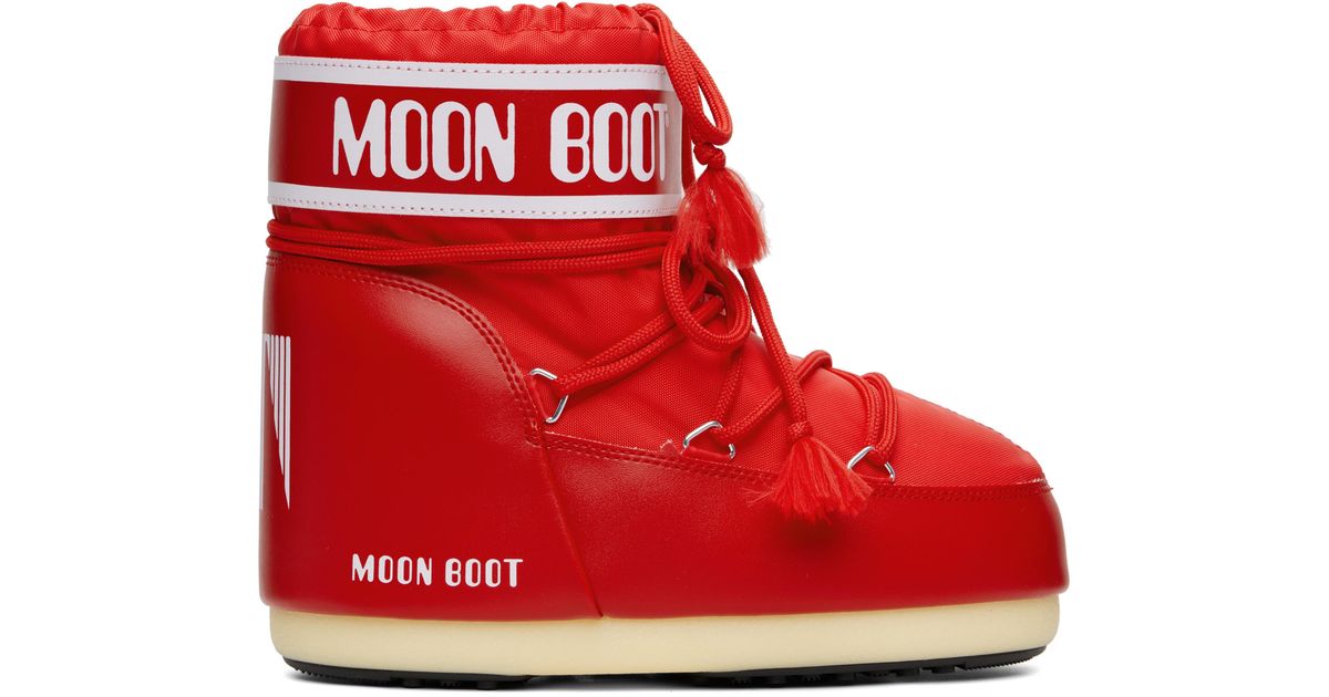 Moon Boot Icon Low Nylon Boots in Red | Lyst UK