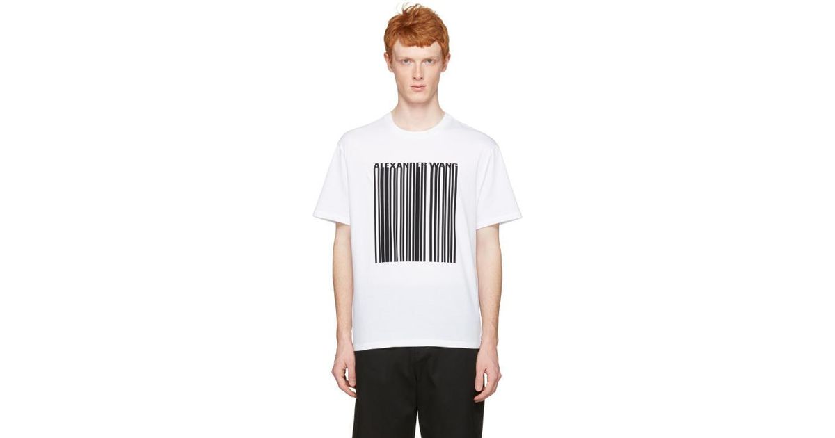 Alexander Wang White Barcode Logo T-shirt for Men | Lyst Canada