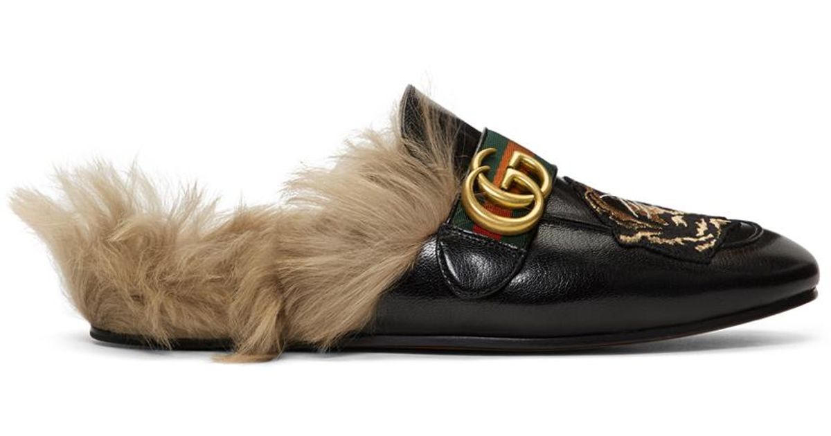 gucci slip ons with fur