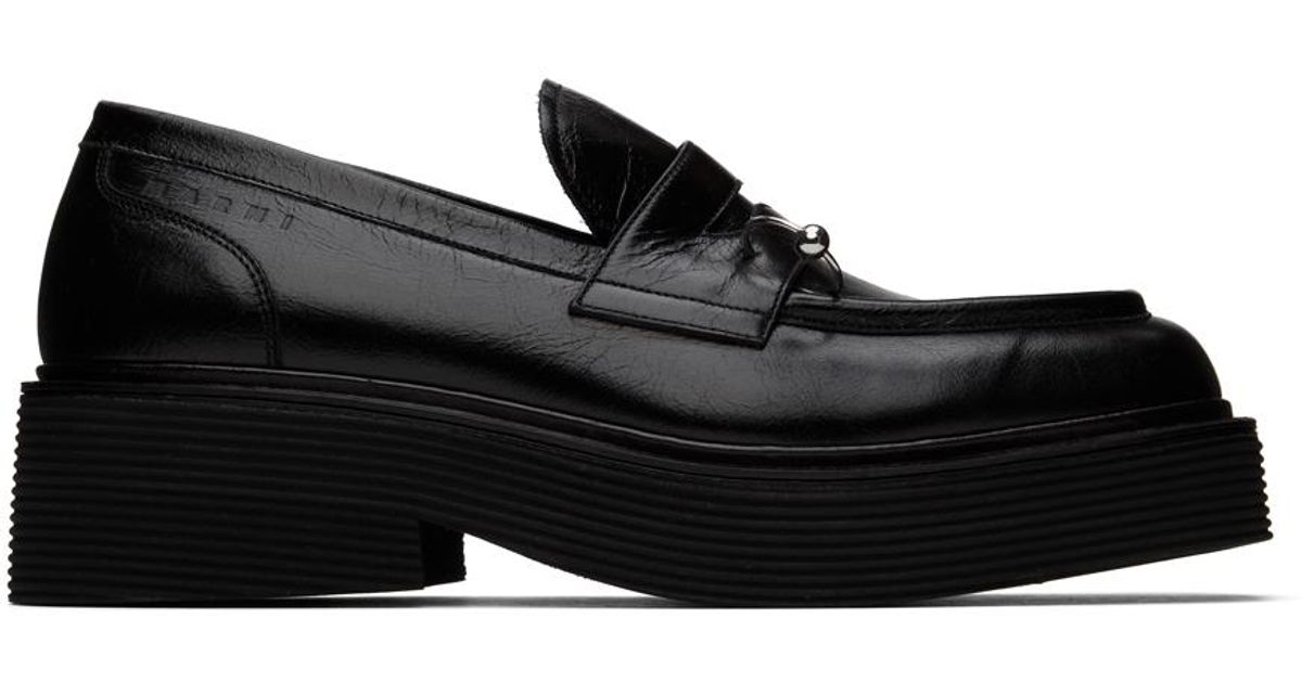 Marni Leather Moccasin Loafers in Black for Men | Lyst UK