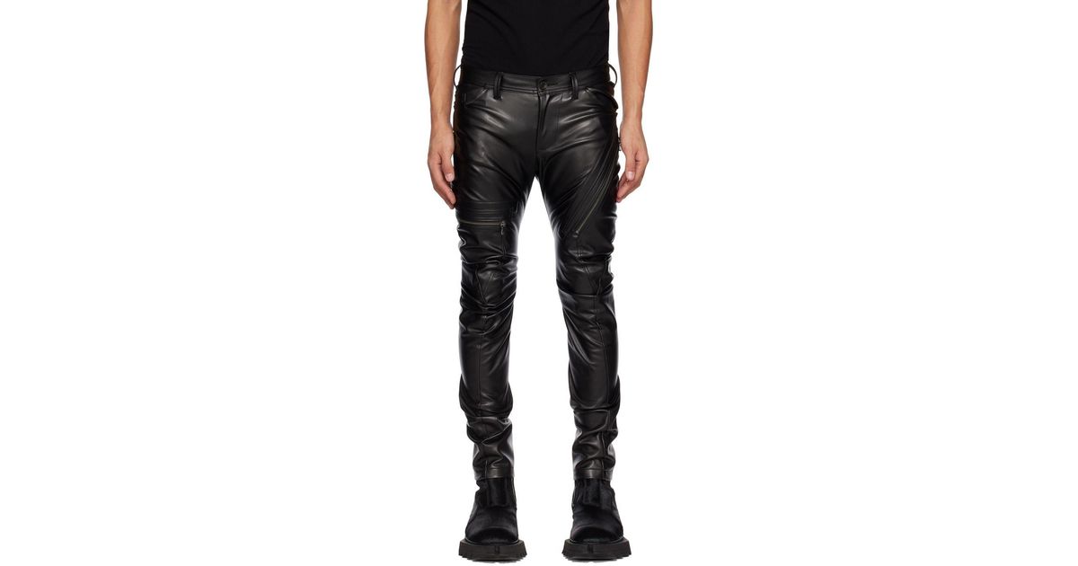 Julius Indirect Faux-leather Cargo Pants in Black for Men | Lyst