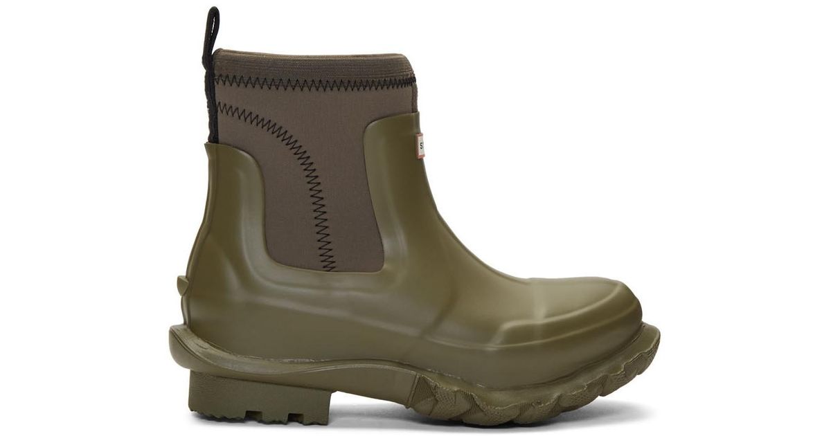 olive green rain boots