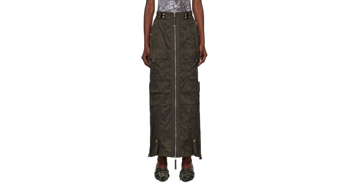 DIESEL Khaki O-Crep Maxi Skirt in Black | Lyst