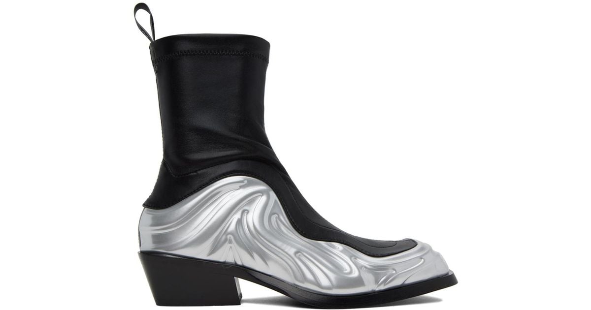 Versace Black Silver Solare Boots for Men Lyst UK