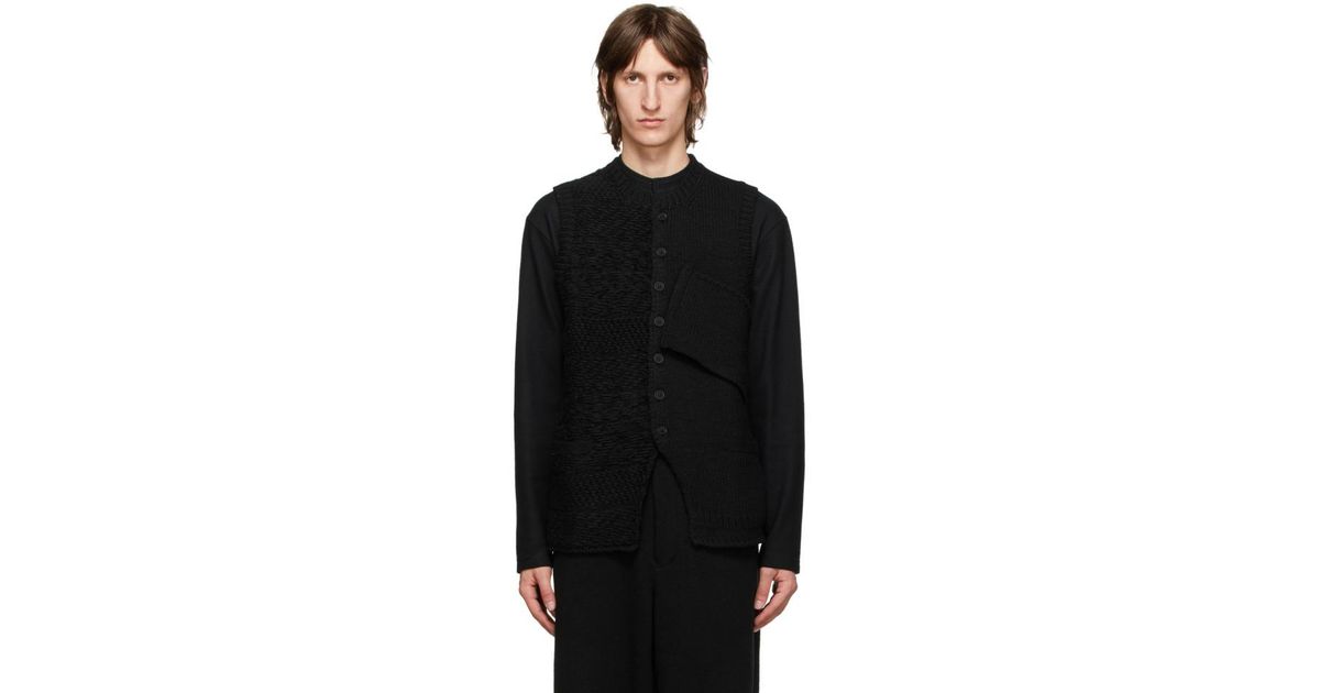 Yohji Yamamoto Black Wool Knit Vest for Men - Lyst