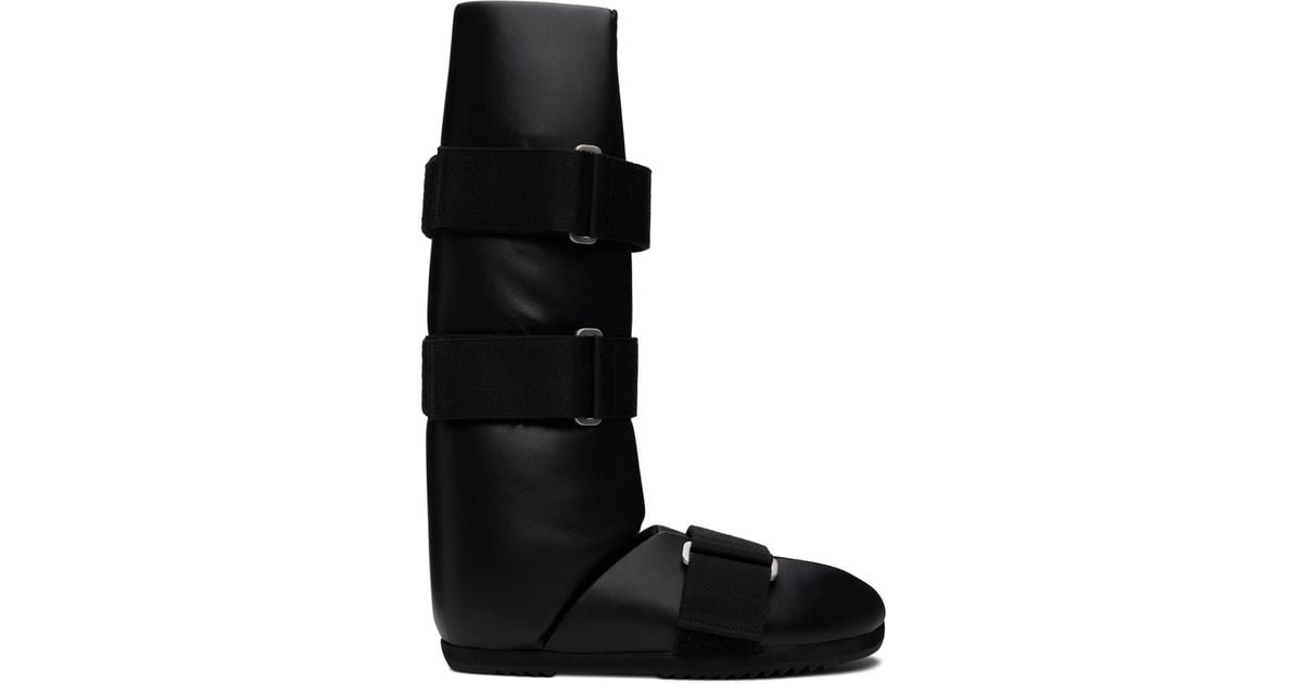 【Rick Owens】ブラック Hollywood Splint サンダル Rick Owens: Black Hollywood Splint Sandals | SSENSE