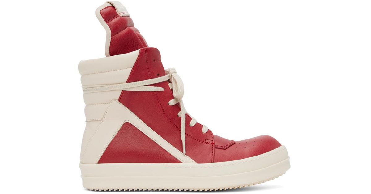 Rick Owens ベージュ Hollywood Geobasket メンズ スニーカー Rick Owens: ブラック＆オフホワイト Hollywood Geobasket