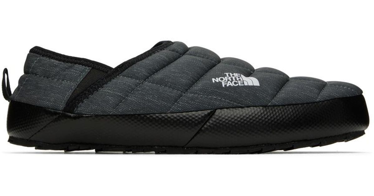 The North Face Gray Thermoball Traction V Slippers in Black for Men
