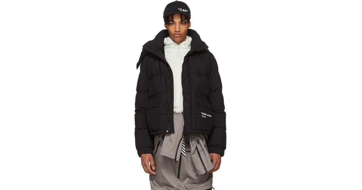 Off-White c/o Virgil Abloh Black Down Quote Puffer Jacket for Men