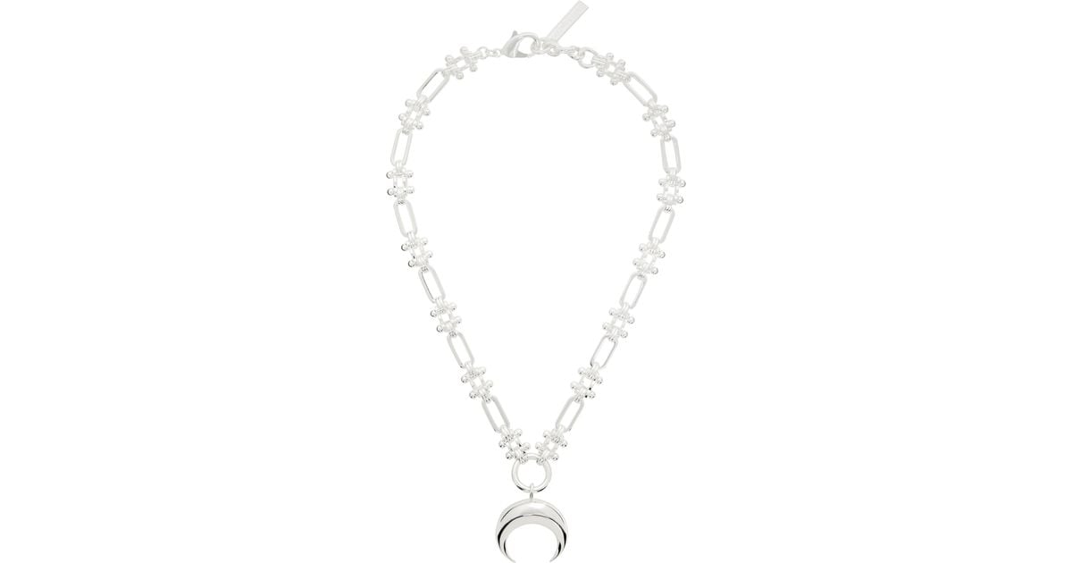 メンズ Marine Serre シルバー Plated Moon Charm ネックレス