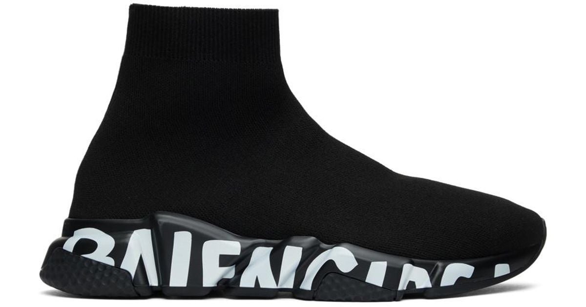 Balenciaga Rubber Black Graffiti Sole Speed Runner Sneakers for Men - Lyst