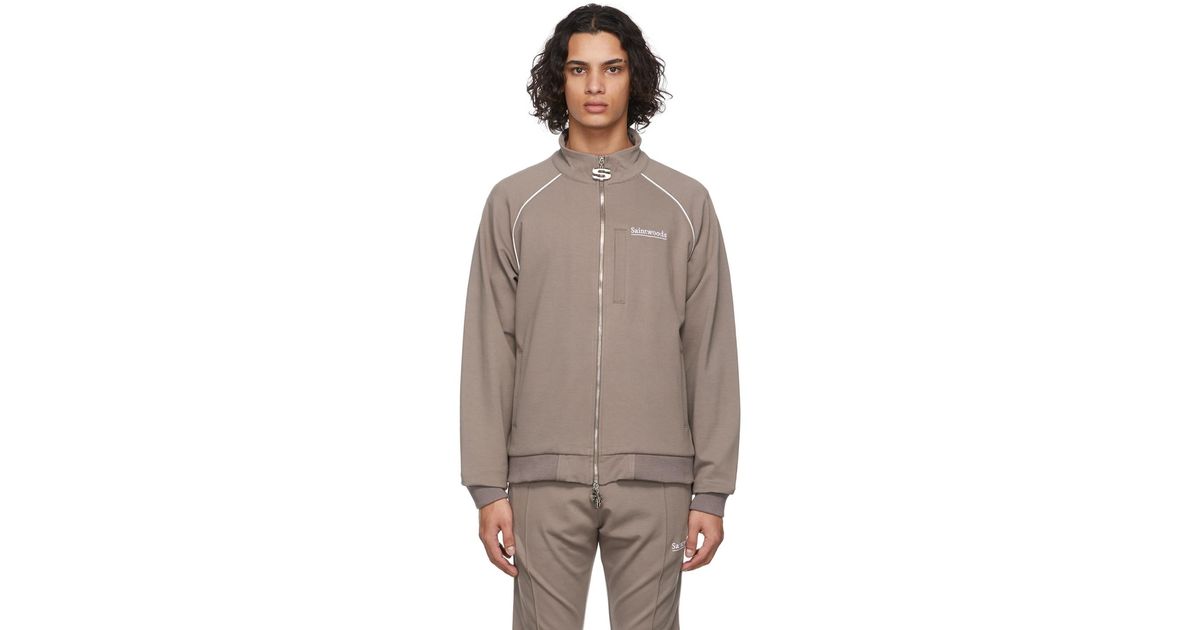SAINTWOODS Synthetic Taupe Track Jacket in Dusty Taupe (Brown) for Men ...