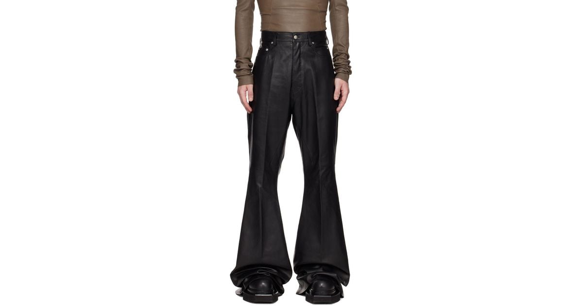 Rick Owens Black Bolan Leather Pants for Men | Lyst
