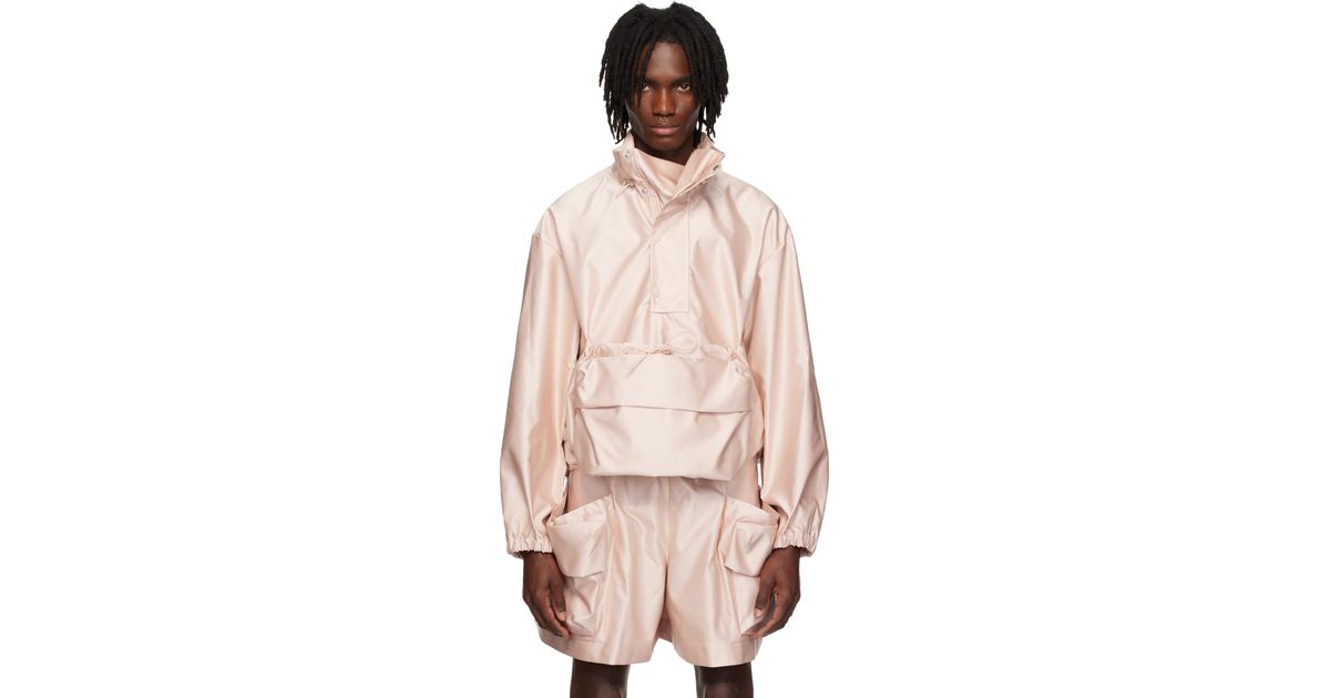 Simone Rocha Drawstring Cargo Flap Pocket Detail Jacket in Pink