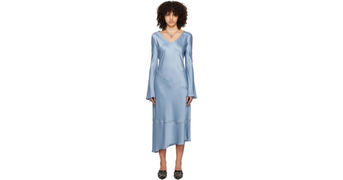【関税込み】Acne Studios ブルー Vネック マキシドレス acne-AATDustyBlue-V-neck-Maxi-