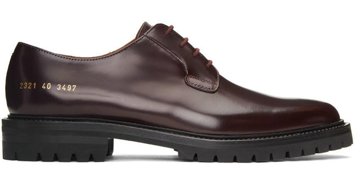 Common Projects Leather Red Lug Sole Derbys for Men | Lyst