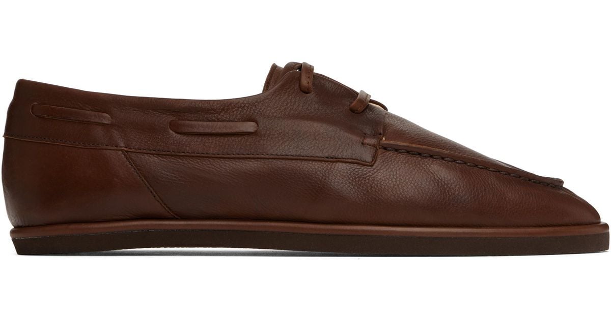 AURALEE Soft Leather Deck Shoes in Brown for Men | Lyst UK